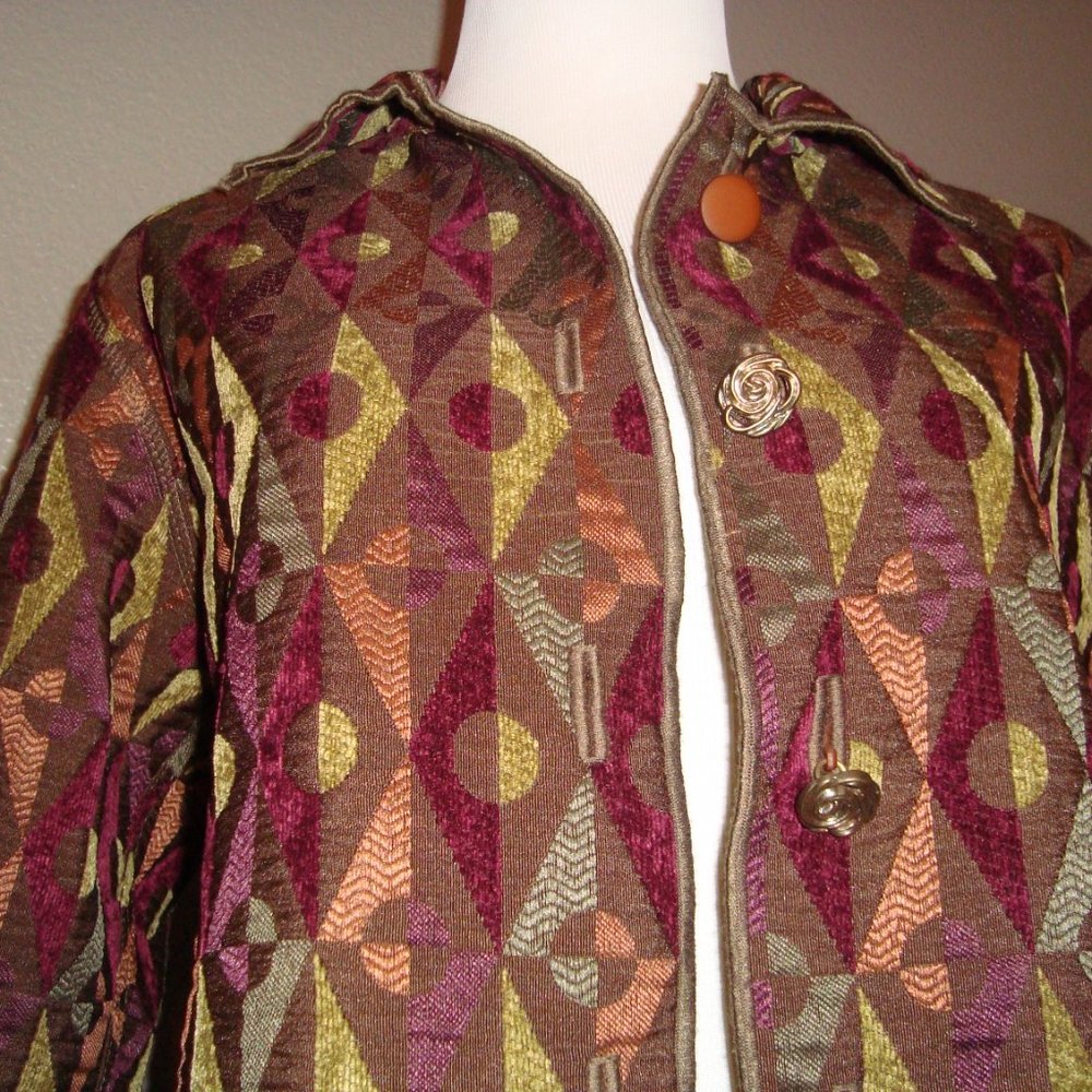 Reversible Winding River Button Front Jacket Gree… - image 4